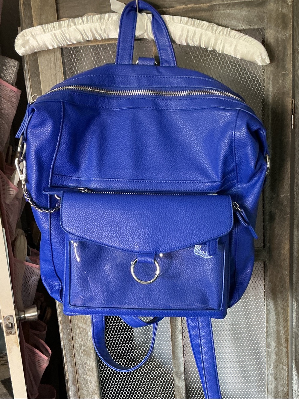 Cobalt Blue Faux Leather Backpack